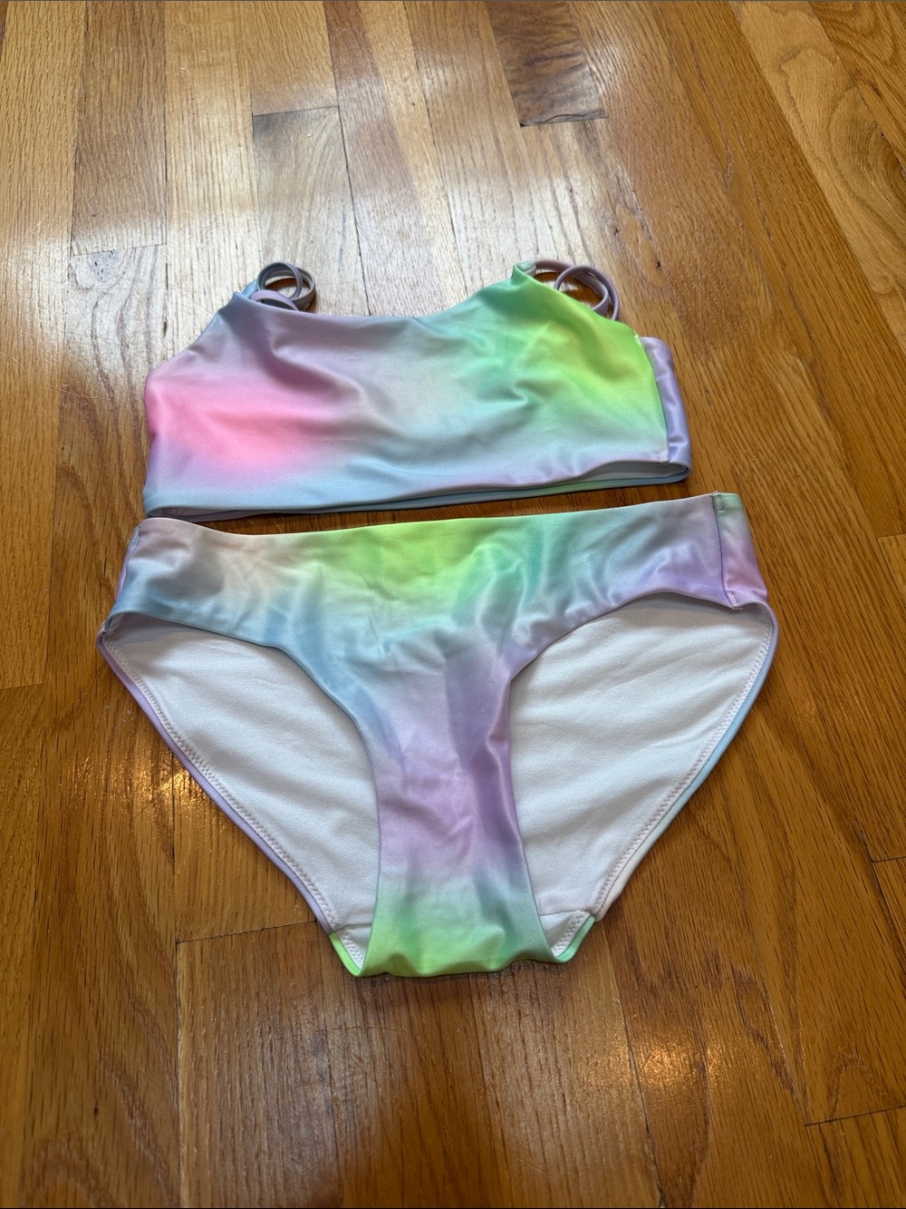 H&M Pastel Rainbow Two-Piece Girls' Swim Set - Pink, Green, Purple